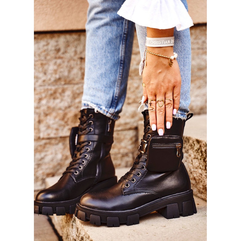 S.Barski Dámské boty na platformě Black Warmed Verdem černá 2