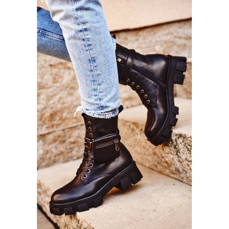 S.Barski Dámské boty na platformě Black Warmed Verdem černá 1