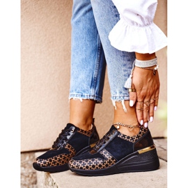 S.Barski Dámské sportovní boty Tenisky Kožené černé Metronus béžový černá zlatý 1