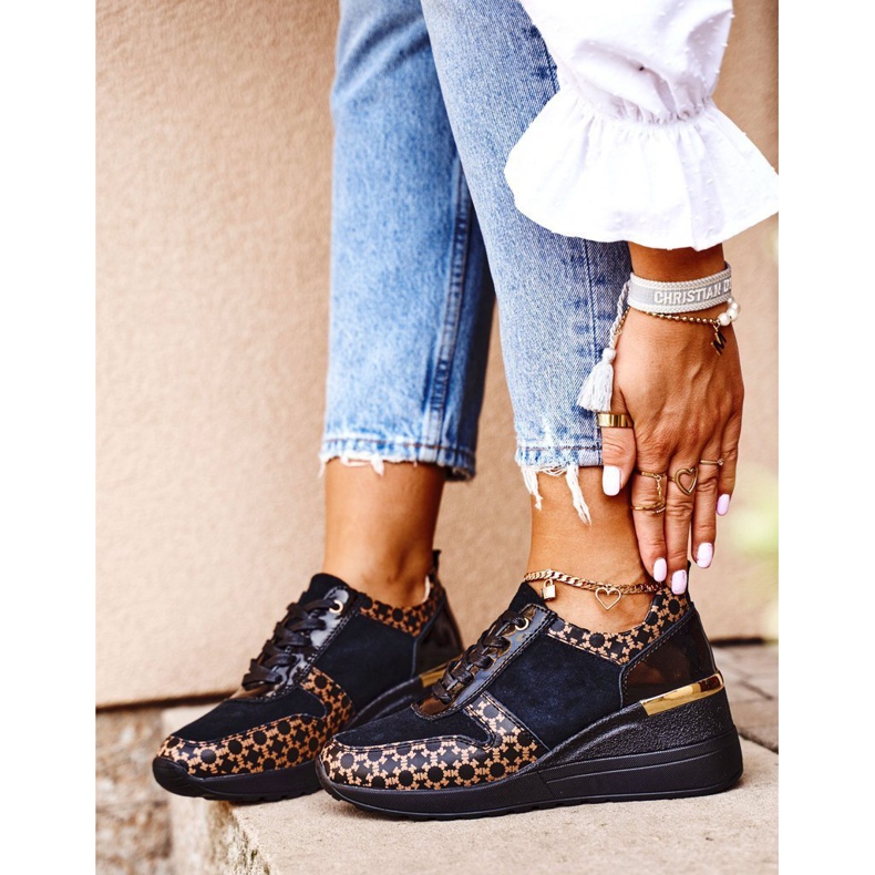 S.Barski Dámské sportovní boty Tenisky Kožené černé Metronus béžový černá zlatý 1