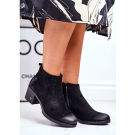 Vinceza Dámské kozačky na podpatku semišové černé volarské černá 2