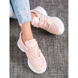 SHELOVET Módní sportovní obuv na platformě růžový 1