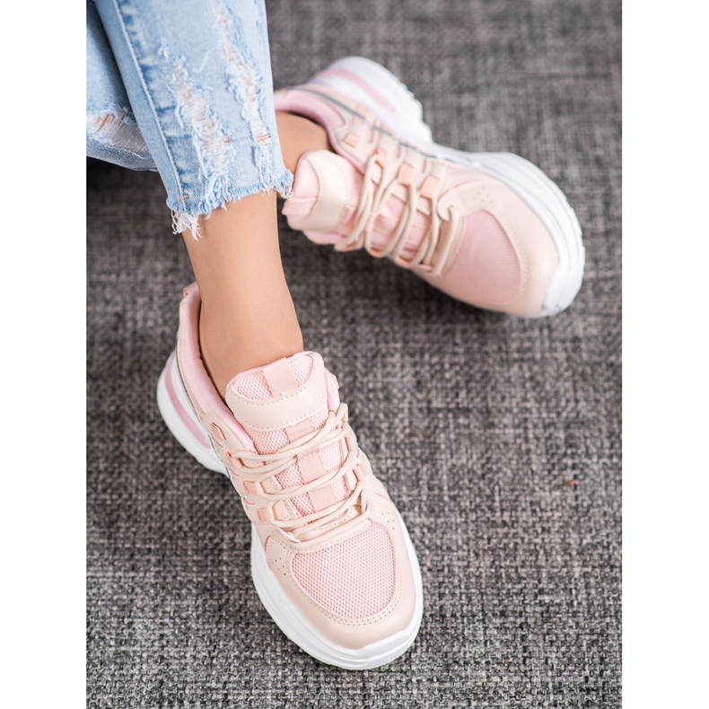 SHELOVET Módní sportovní obuv na platformě růžový 1