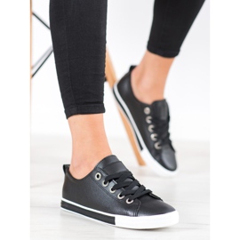 SHELOVET Eko kožené tenisky černá 1