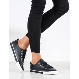 SHELOVET Eko kožené tenisky černá 2