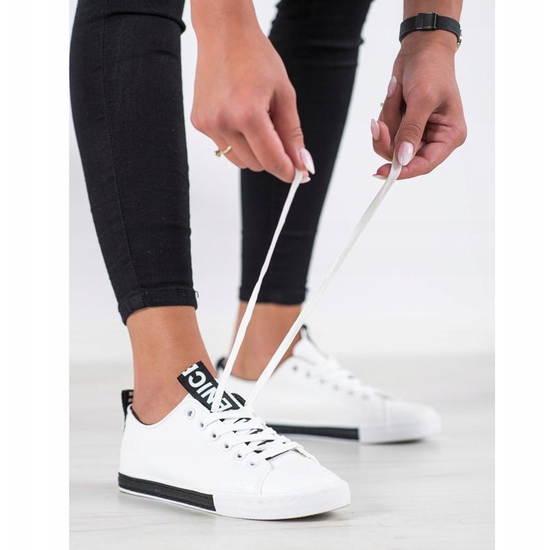 SHELOVET Eko kožené tenisky bílý černá 1