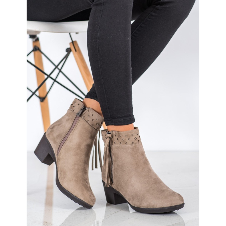 Kylie Béžové kozačky s třásněmi béžový 1