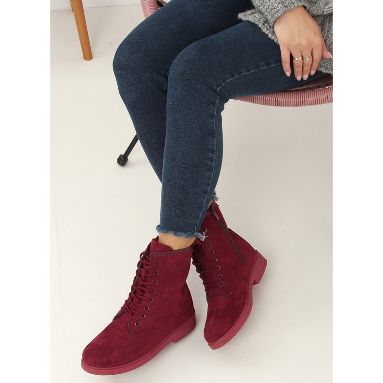 Burgundské šněrovací boty E2002 Víno červené 2