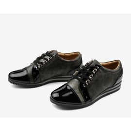 Černé módní klínové tenisky 15S8621 černý 2