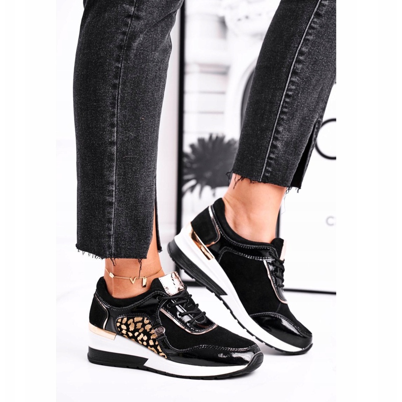 Vinceza Dámské sportovní boty Tenisky černé kůže 21-7778 černá 1