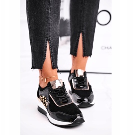 Vinceza Dámské sportovní boty Tenisky černé kůže 21-7778 černá 2