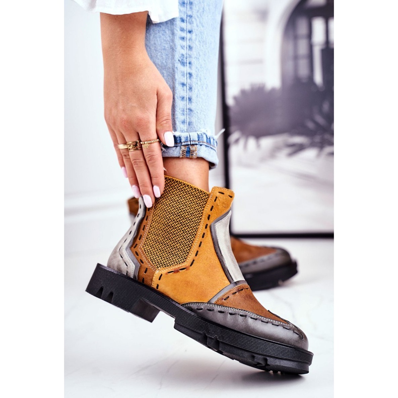 Dámské kožené kozačky Jodhpur Maciejka Yellow 04634 vícebarevný žlutá 1