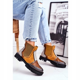 Dámské kožené kozačky Jodhpur Maciejka Yellow 04634 vícebarevný žluť 2
