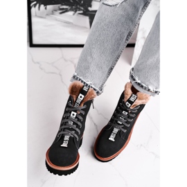 Dámské kozačky semišové Big Star šedé GG274903 černá 1