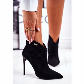 GOE Dámské kozačky na vysokém podpatku semišové černé GG2N3033 černá 2