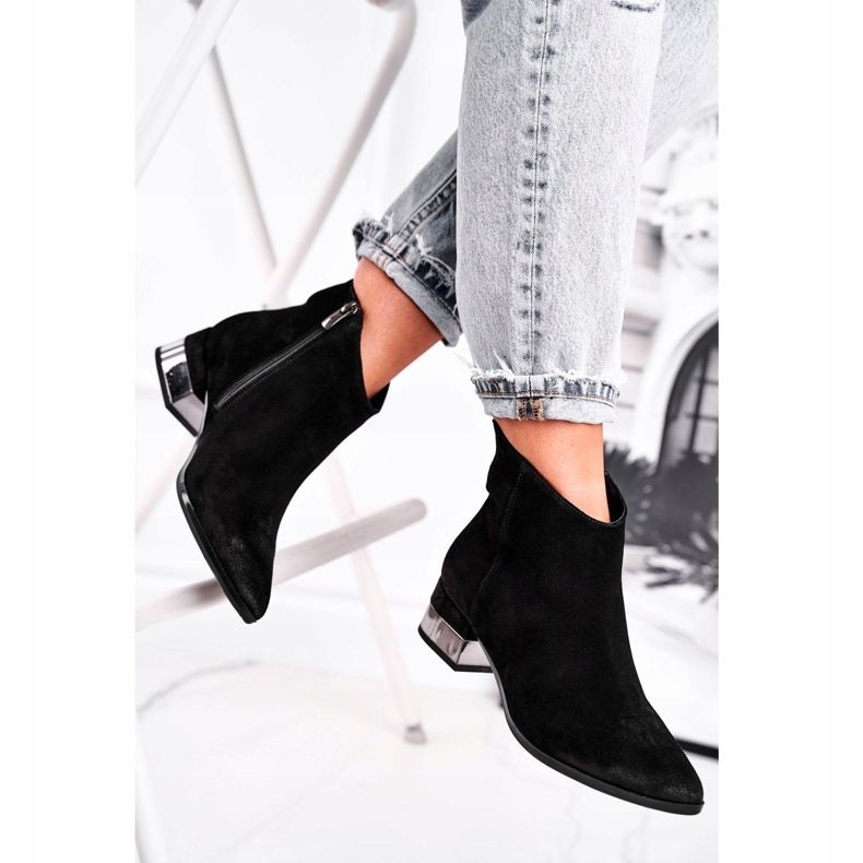 Dámské kožené teplé boty Laura Messi černé 2207 černá 1