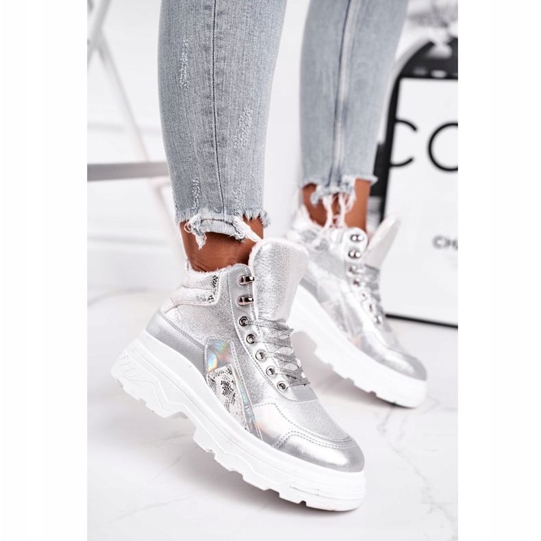 PS1 Dámská sportovní obuv zateplená stříbrná Davan stříbrný 2