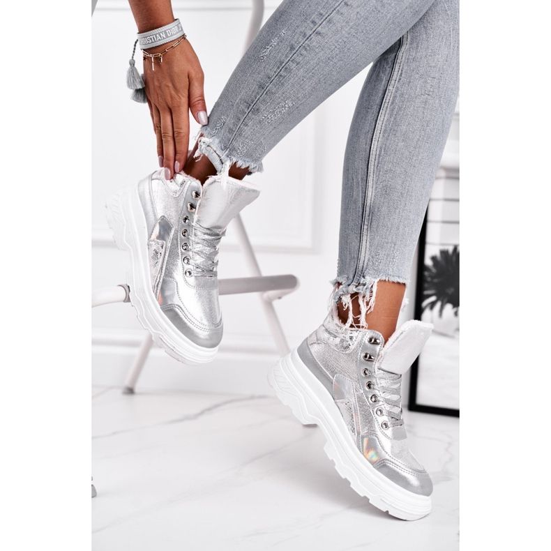 PS1 Dámská sportovní obuv zateplená stříbrná Davan stříbrný 1