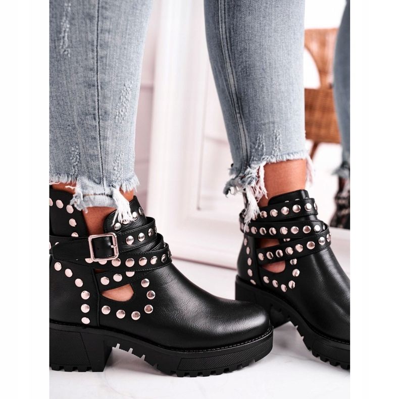 Dámské boty s nýty Grunge Black Heavenly černý 1