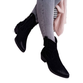 BUGO Dámské kovbojské boty semišové černé ferders černý 2