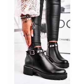 Dámské kožené teplé boty Laura Messi černé 2055 černá 1