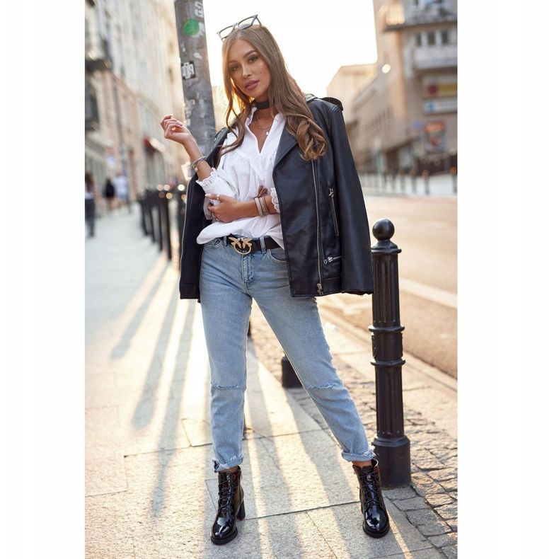 S.Barski Dámské kozačky na podpatku lakované černé Udělejte to lépe černá 1 S.Barski Dámské kozačky na podpatku lakované černé Udělejte to lépe černá 1