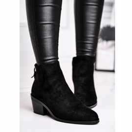 S.Barski Dámské kozačky na podpatku zateplené podzimní černé mléčné černá 2