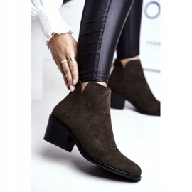 S.Barski Dámské boty s plochým podpatkem teplé podzimní kaki mléčné khaki 1