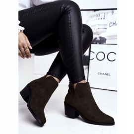 S.Barski Dámské boty s plochým podpatkem teplé podzimní kaki mléčné khaki 2