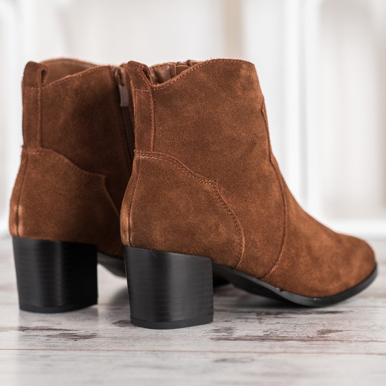 Filippo Kožené kotníkové boty na vysokém podpatku hnědý 1