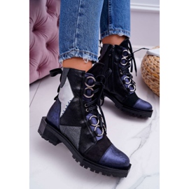 Dámské kozačky kožené Maciejka Navy Blue 04184-17 / 00-3 námořnická modř 1