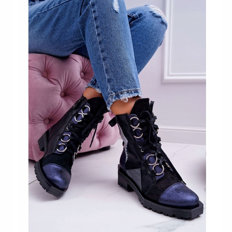 Dámské kozačky kožené Maciejka Navy Blue 04184-17 / 00-3 námořnická modrá 2