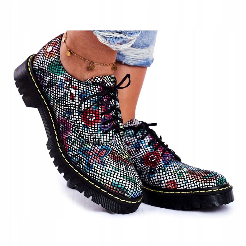 Dámské kožené květiny Brogues Oxfords Maciejka 04087-43 vícebarevný 3