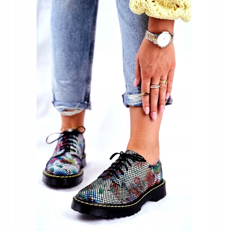 Dámské kožené květiny Brogues Oxfords Maciejka 04087-43 vícebarevný 1