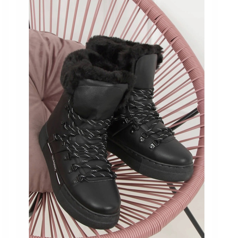 Černé hustě izolované sněhové boty BK903 Black černá 2 Černé hustě izolované sněhové boty BK903 Black černá 2