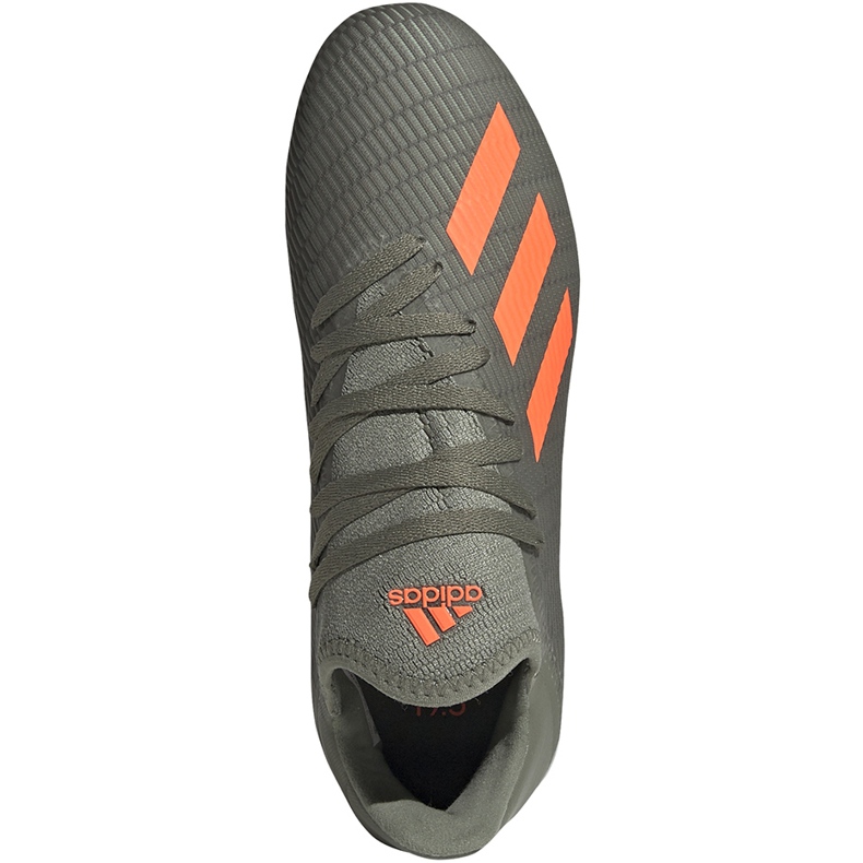 Zelené kopačky Adidas X 19.3 Fg Junior EF8374 šedá zelená 1