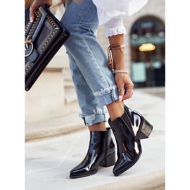 Dámské boty Sergio Leone lakované Chelsea boty černé BT621 černá 1