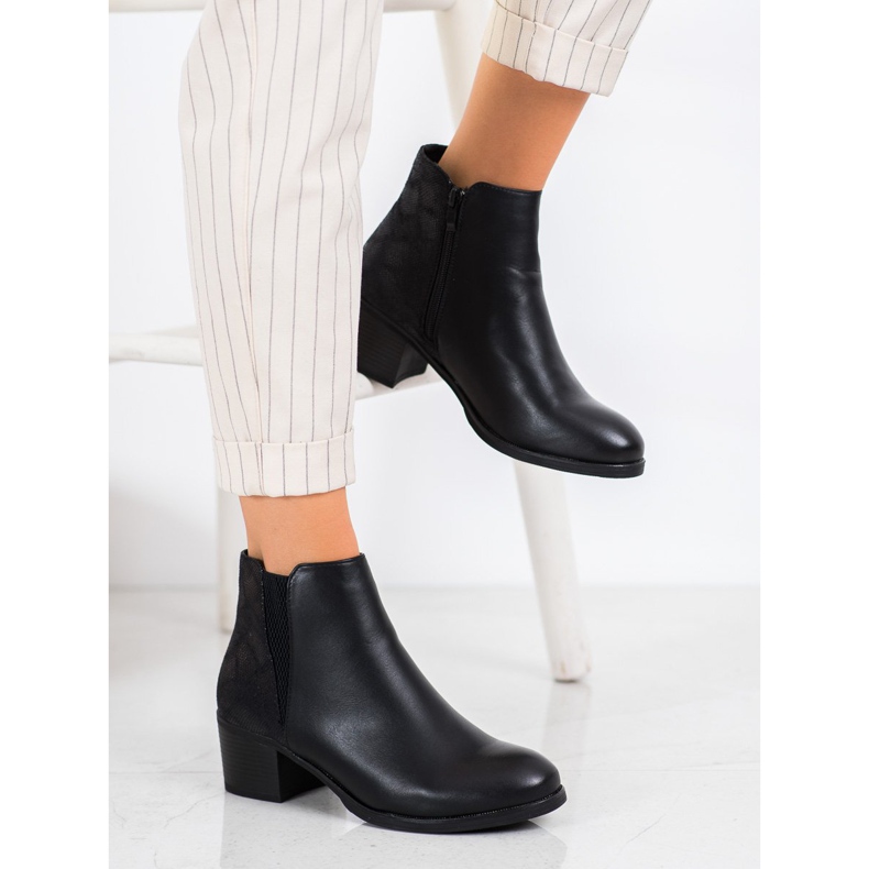 SHELOVET Pohodlné kozačky na vysokém podpatku černá 1 SHELOVET Pohodlné kozačky na vysokém podpatku černá 1