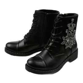 Černé kozačky s ozdobami Shyvia M620 Black černý 2
