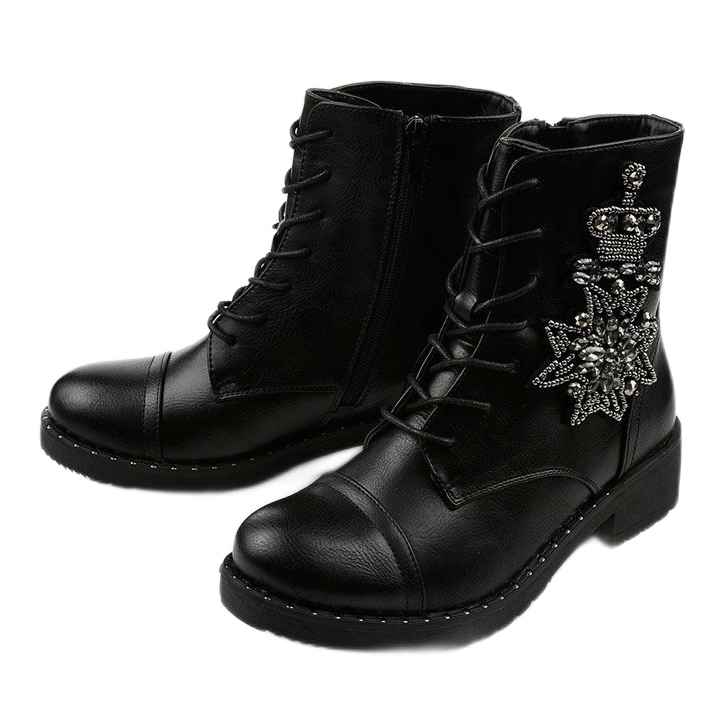 Černé kozačky s ozdobami Shyvia M620 Black černý 2