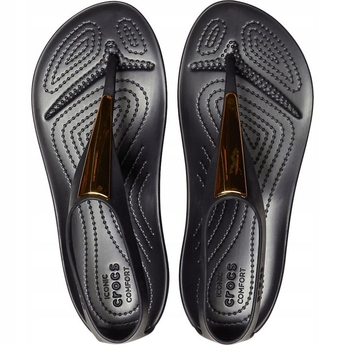 Dámské sandály Crocs Serena Metallic Bar Fp W černé a zlaté 206420 751 černý zlatý 2