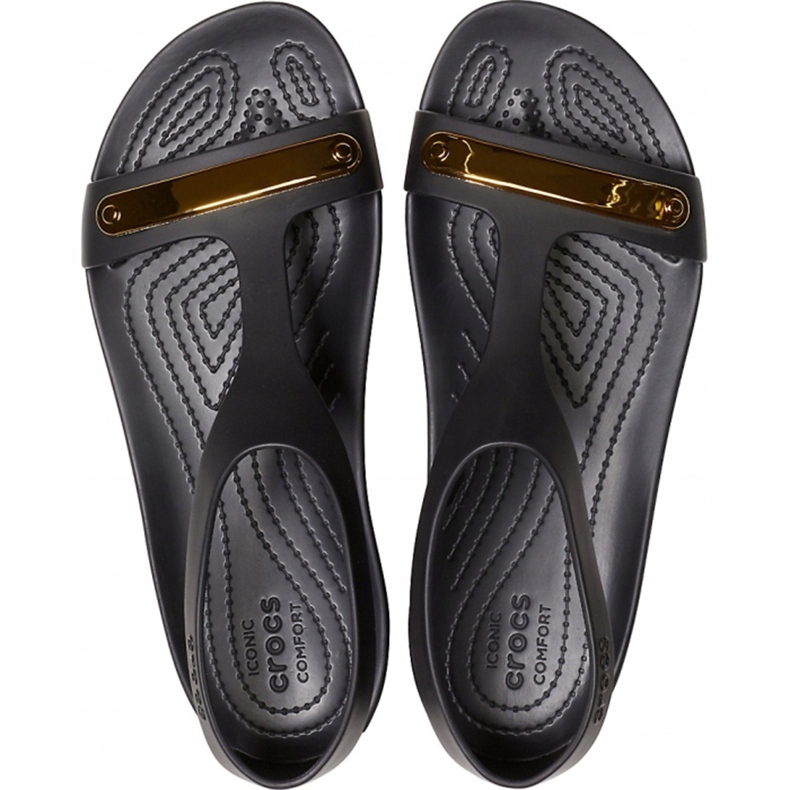 Dámské sandály Crocs Serena Metallic Bar Sdl W černo-zlaté 206421 751 černý černý 2
