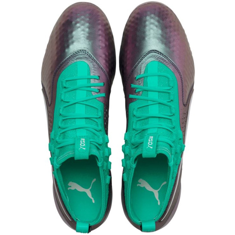 Kopačky Puma One 1 Il Lth Fg Ag šedo-zelené 104925 01 červený zelený 1