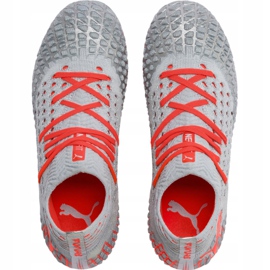 Kopačky Puma Future 4.1 Netfit Fg Ag Jr stříbro-červená 105692 01 šedá 1