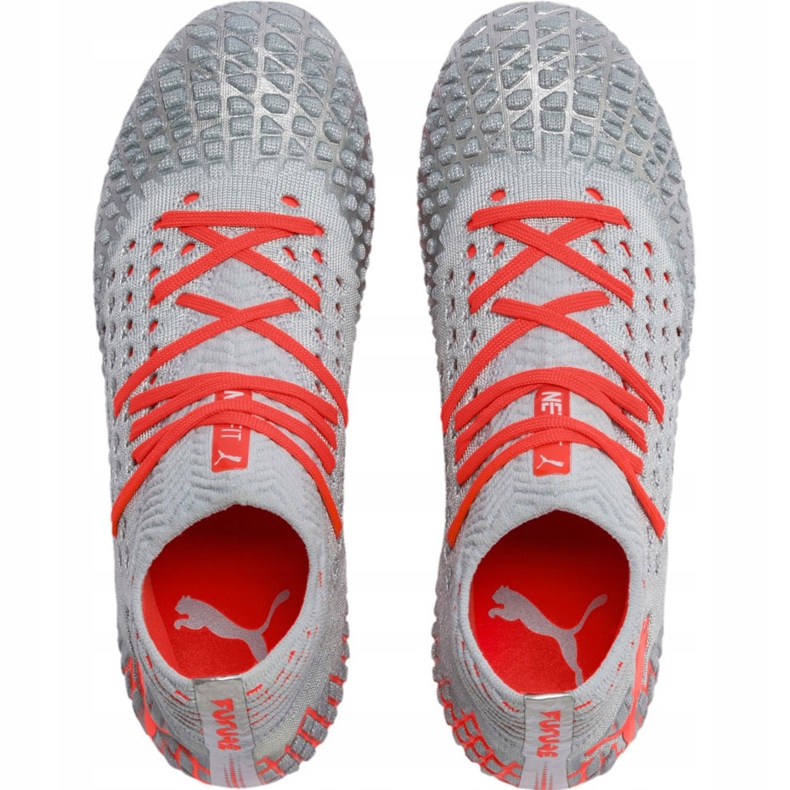 Kopačky Puma Future 4.1 Netfit Fg Ag Jr stříbro-červená 105692 01 šedá 1