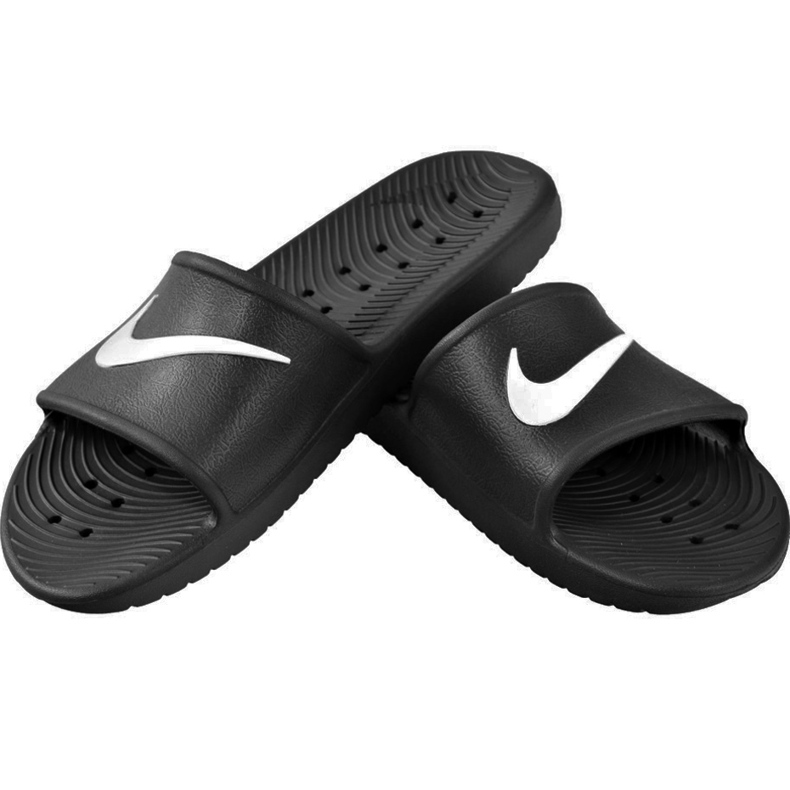 Černé pantofle Nike Kawa Shower GS / PS BQ6831 001 bílý černá 1