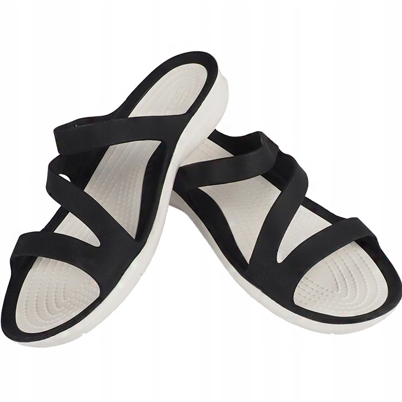 Dámské pantofle Crocs Swiftwater Sandal W černé a bílé 203998 066 bílý černý 1