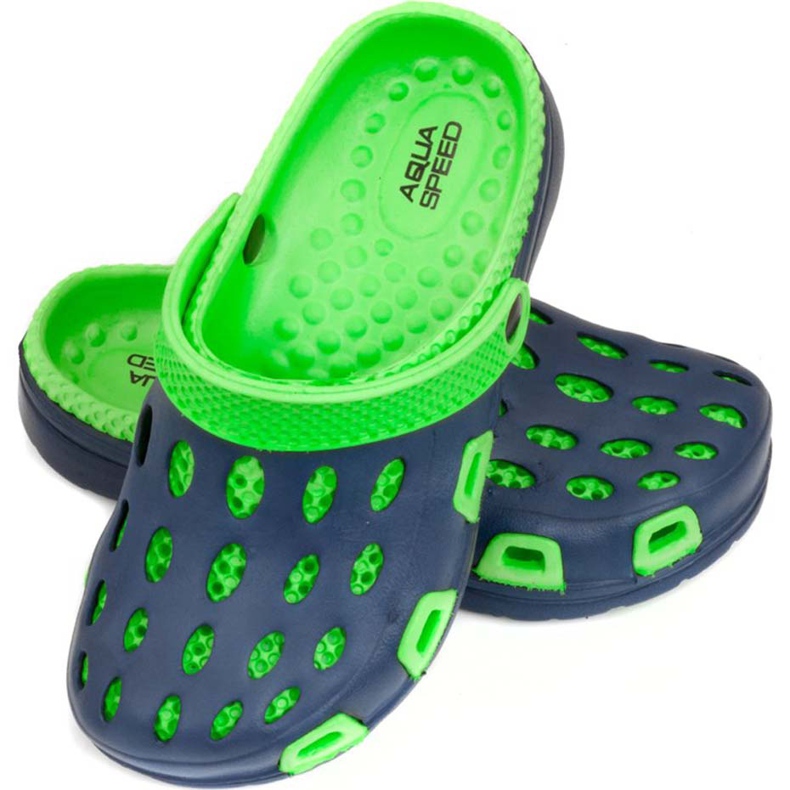 Dětské pantofle Aqua-speed Silvi col 48 zelené a tmavě modré barvy zelený 1