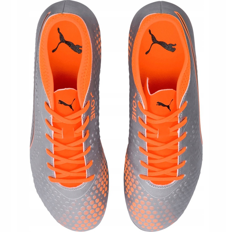 Kopačky Puma One 4 Syn Fg šedo-oranžové 104749 01 vícebarevný stříbro 1