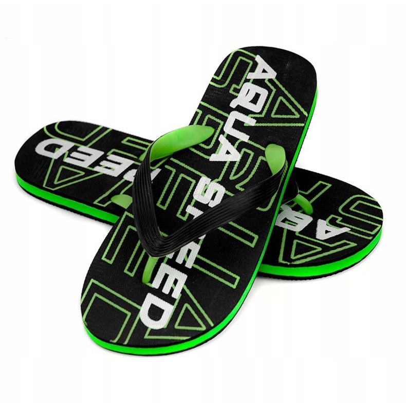 Pánské pantofle Aqua-Speed ​​Rhodes v černé a zelené barvě 38 černá zelená 1